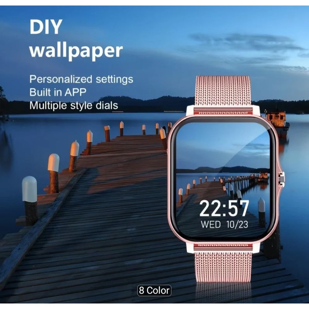 Touch Screen Smart Watch for Men And Women, Bluetooth, Phone Call, Fitness Gold